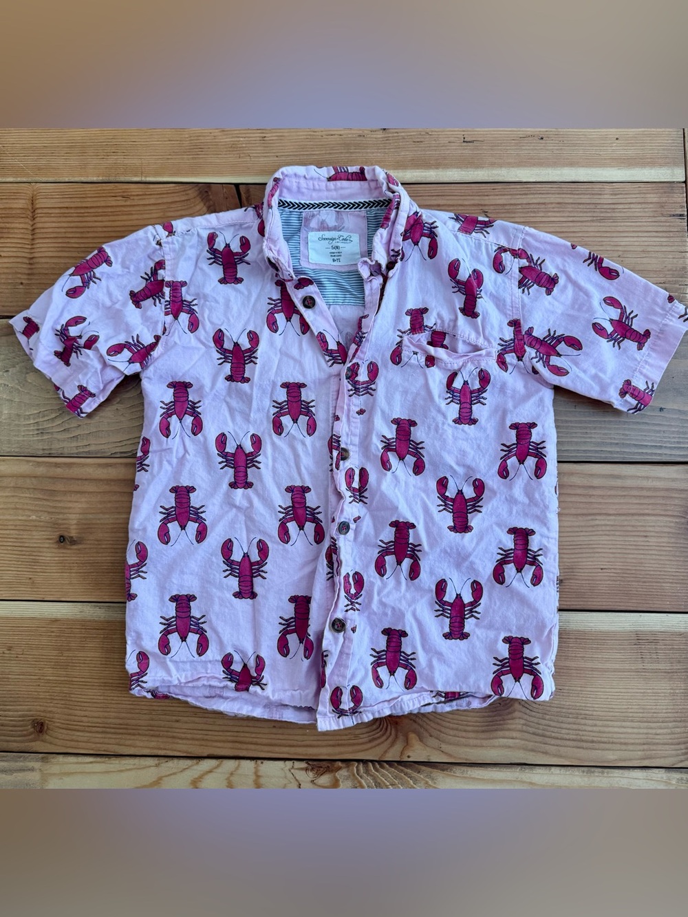 Sovereign Code Pink Button-Down Shirt with Magenta Lobster Print
